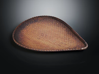 Woven Brown Garden Decor Tray With Rustic Design And Natural Texture For Outdoor Use 3d model