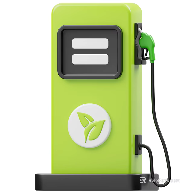 Eco Friendly Green Fuel Pump With Leaf Logo And Charging Nozzle For Sustainable Energy 3d model 