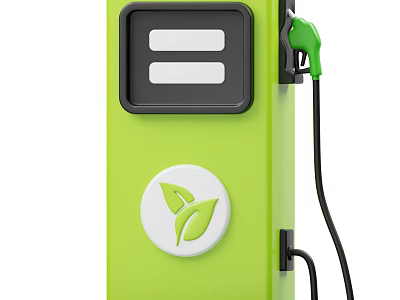 Eco Friendly Green Fuel Pump With Leaf Logo And Charging Nozzle For Sustainable Energy 3d model