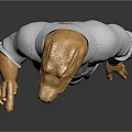 Golden Crocodile 3D Model Wearing White Shirt Holding Small Object With Detailed Features