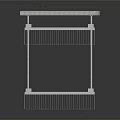 White Metal Frame Scene Component With Wire Mesh And Green Panel
