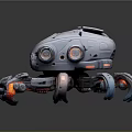 Futuristic Mechanical Octopus With Robotic Tentacles Silver Body Red Blue Accents And Cockpit