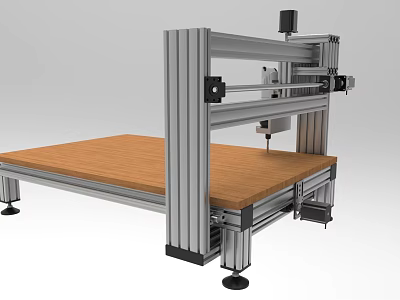 Commercial CNC Router Machine With Metal Frame Wooden Worktable And Precision Cutting Head 3d model