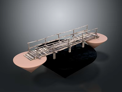 Elegant Modern Architectural Bridge Design With Metal Structure And Circular Platforms 3d model