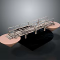 Elegant Modern Architectural Bridge Design With Metal Structure And Circular Platforms 3d model