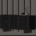 Modern Entryway Side Cabinet With Textured Surface Metal Knobs Legs And Decorative Vase 3d model