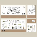 Creative Pendant Ornaments On Corkboard With Design Sketches Notes And Charts