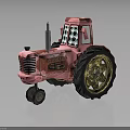 Vintage Pink SONNER Tractor Model Featuring Golden Wheels And Decorative Details