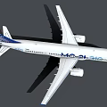 MC-21-300 Commercial Aircraft With White Body And Blue UAC Tail