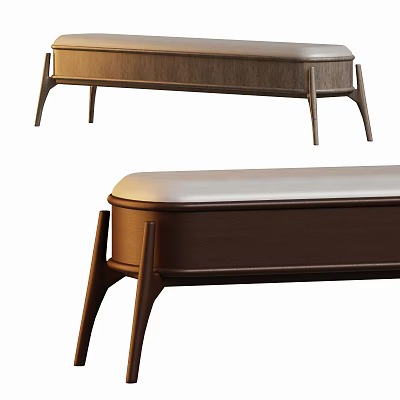 Contemporary Wooden Stool Featuring Upholstered Seat And Slim Leg Design For Home Decor 3d model