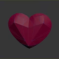 Red Polyhedral Heart Shaped Daily Living Item With Shiny Surface And Reflection