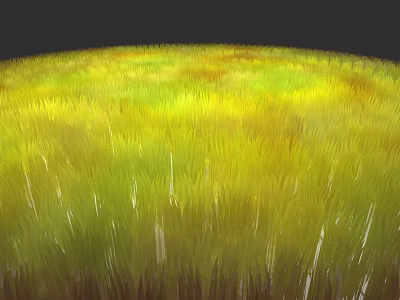 Vibrant Yellow and Green Grass Plant Painting with Natural Texture Artwork 3d model
