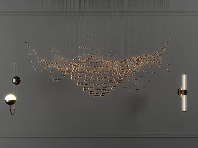 Modern Artistic Lighting Combination with Hanging Pendant Lamps and Wall Sconces 3d model