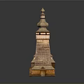 Scenic Traditional Wooden Architecture With Three Spires And Reflection On Dark Background
