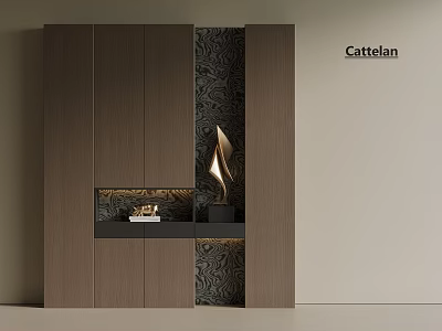 Elegant Modern Wooden Shoe Cabinet With Decorative Panel And Display Shelf Ornament 3d model