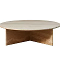 Round Coffee Table With Light Marble Top And Minimalist Modern Base Design 3d model