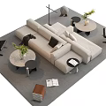 Modern Living Room Sofa Coffee Table Set With Black Chairs Plants And Rug