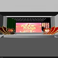 Stage with red background and heart-shaped side decorations and lighting effects 3d model
