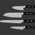 Premium Stainless Steel Kitchen Knives With Black Handles And Silver Blades For Home Cooking