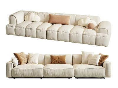 Cozy Beige Modular Sofa Set With Multiple Colored Cushions And Sectional Design 3d model