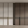 Modern Wardrobe Design With Light And Dark Striped Panels And Metal Accent Strips