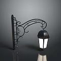 Vintage Black Iron Lighting Combination with Curved Scroll Decorations Wall Lamp and White Glass Shade
