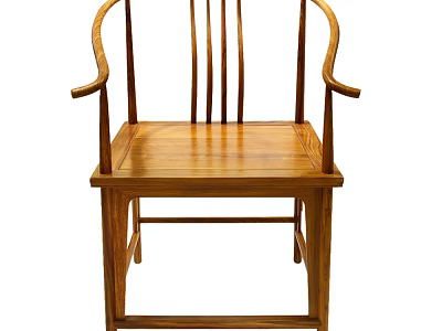 Traditional Wooden Armchair With Curved Arms Square Legs And Smooth Wood Surface 3d model