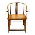 Traditional Wooden Armchair With Curved Arms Square Legs And Smooth Wood Surface