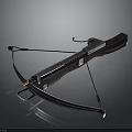 Tactical Metal And Wooden Crossbow With Bow String Arrow On Reflective Surface