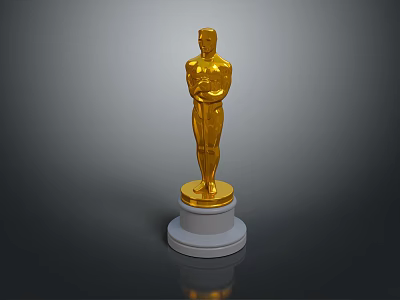 Golden Oscar Trophy With White Base As Home Living Decorative Ornament 3d model