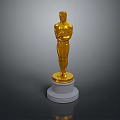 Golden Oscar Trophy With White Base As Home Living Decorative Ornament