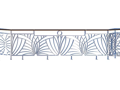 Decorative Metal Fence With Ornate Leaf Patterns And Curved Design Elements 3d model