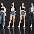 Women Showcasing Different Jeans Outfits With Crop Tops Cardigans And Casual Looks