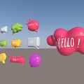 Colorful Speech Bubble Decor In Various Colors With Large Pink HELLO And Small Text Bubbles