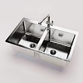 Stainless Steel Double Bowl Kitchen Sink With Modern Faucet And Durable Design