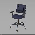 Blue Office Chair With Armrests Wheels And Modern Metal Base Design
