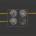 Space Exploration Aerospace Structure With Silver Cylindrical Bodies Metal Rods Yellow Hoses And Green Glow