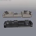 Modern Sectional Sofa With Neutral Tones Multiple Cushions And Modular Design 3d model