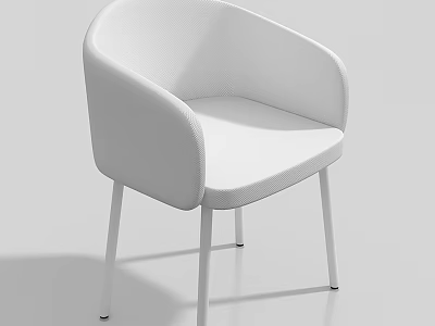 White Accent Chair with Curved Backrest and Armrests and Sleek Metal Legs Modern Style 3d model