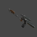 Tactical Weapon Rifle With Wooden Stock Metal Scope And Barrel Parts