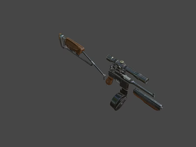 Tactical Weapon Rifle With Wooden Stock Metal Scope And Barrel Parts 3d model