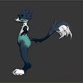 Blue Green Mythical Creature 3D Character With Spiky Mane White Belly And Open Arms
