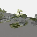 Indoor Landscape Design With Small Trees Moss Stones And Circular Patterns 3d model