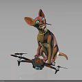Pink Sphynx Cat With Blue Eyes Sitting On Black Red Drone With Propellers