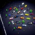 Colorful 2024 December Cars Display With Christmas Trees And Gifts