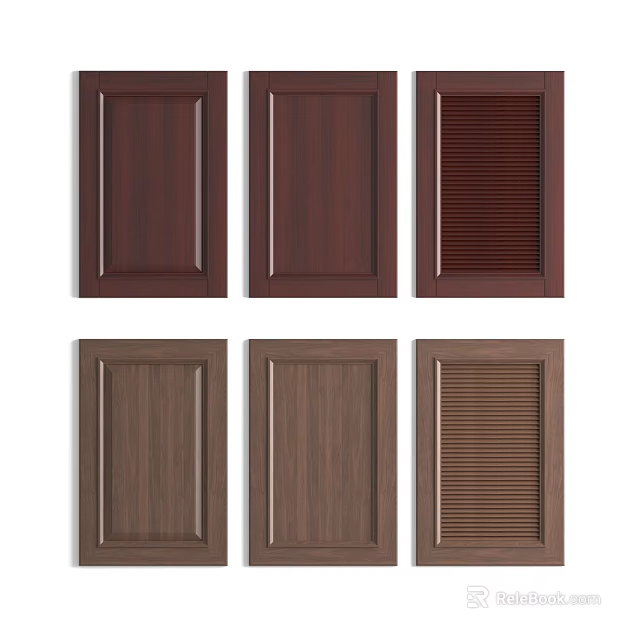 Different Styles Of Wooden Cabinet Doors With Panel And Louver Designs 3d model 