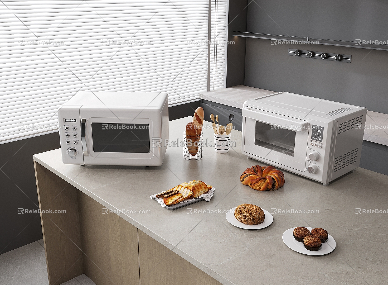 Mini Microwave Light Wave Oven Oven Food Bread Kitchen Appliances 3d model