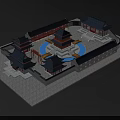 Traditional Chinese Ancient Architecture Featuring Courtyard And Sloped Eaves Design