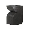 Modern Textured Black Geometric Side Table for Living Room Accent Furniture