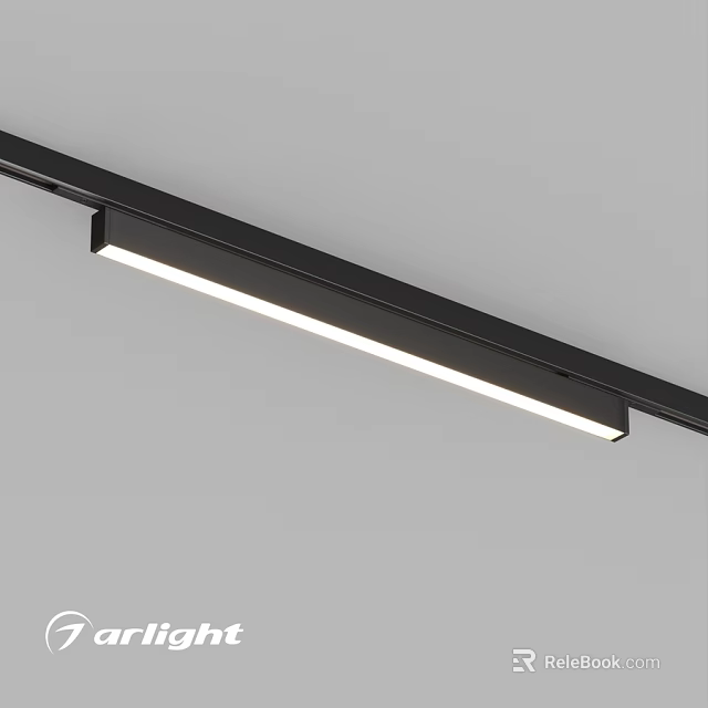 Modern Linear Ceiling Light With Sleek Black Frame And White Illumination 3d model 